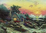 Thomas Kinkade Canvas Paintings - cottage by the sea